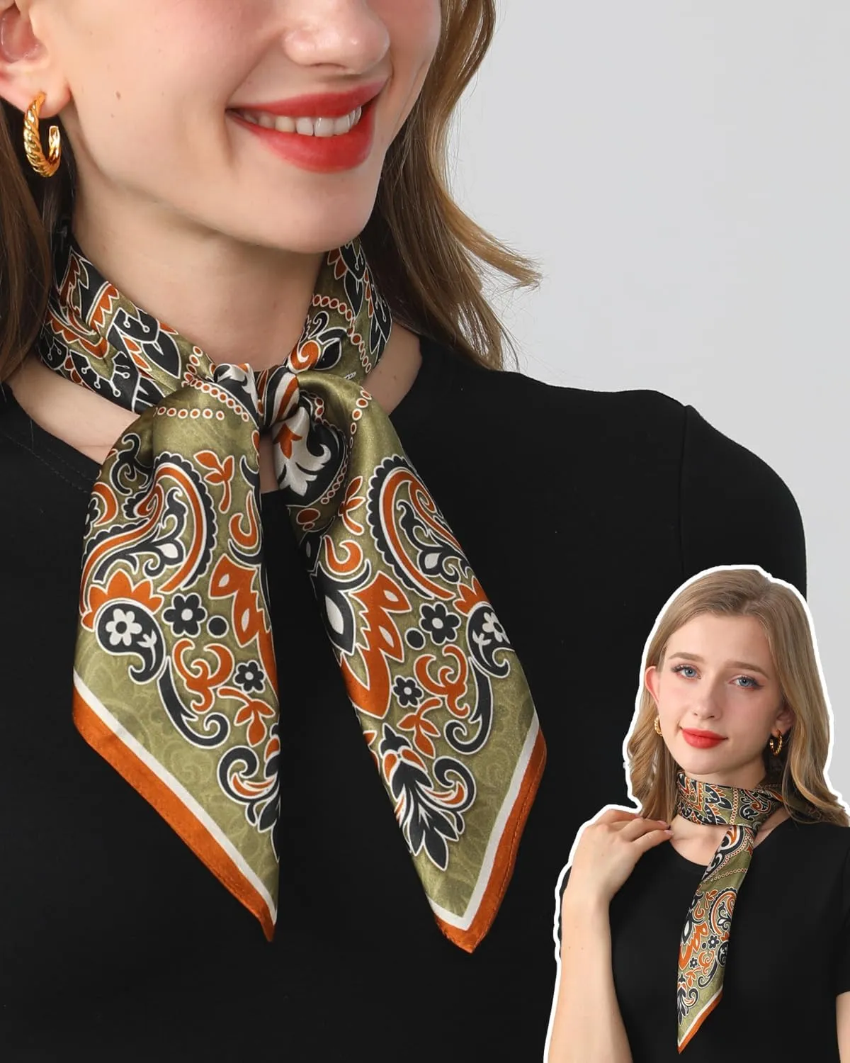 100% Mulberry Silk Scarf 27"x27" Square Silk Scarves Hair Wrap Neck Head Scarf for Women, Mothers Day Gifts