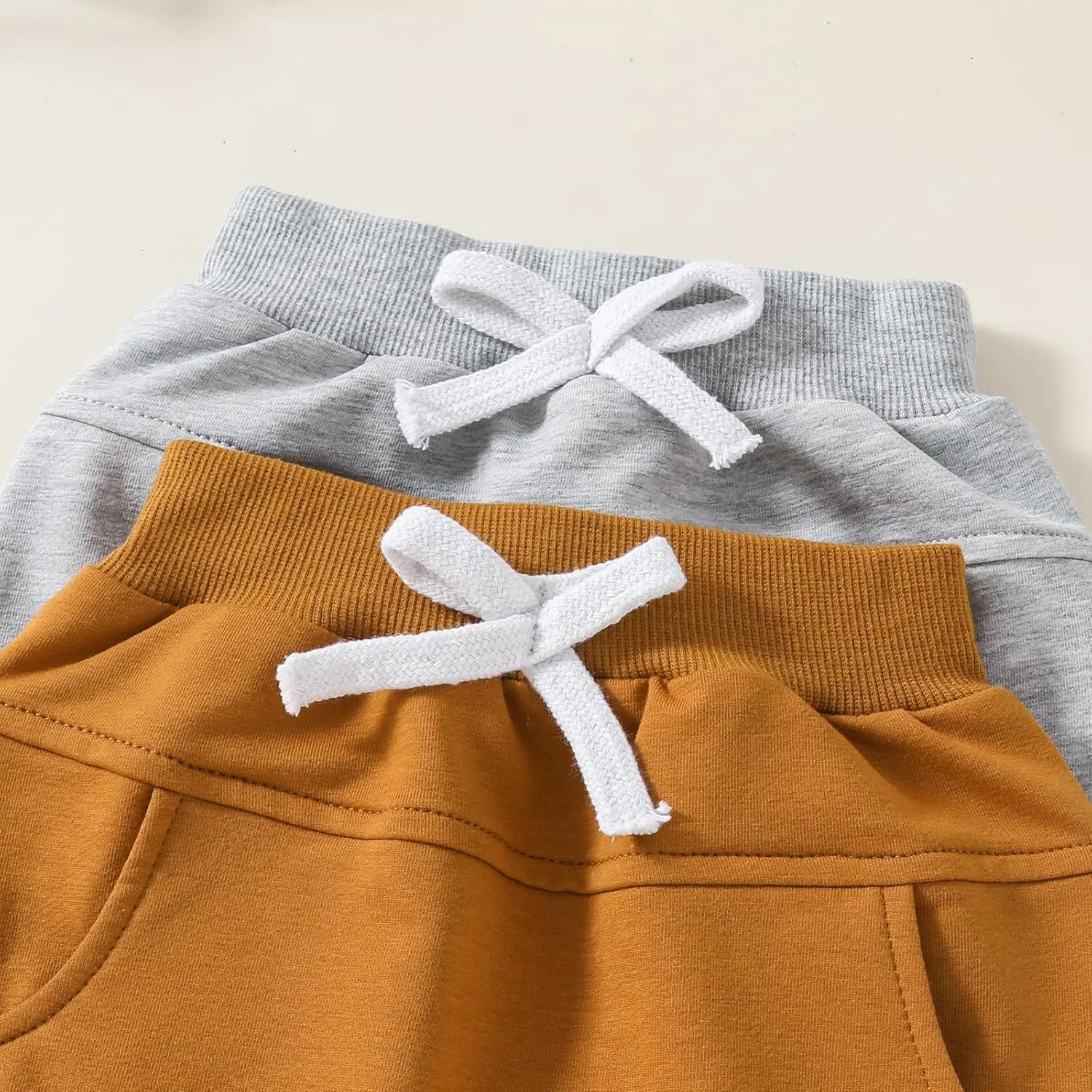 2 Pack Toddler Shorts Boys Girls Elastic Waist Solid Color Gingham Stripe Shorts Bottoms Summer