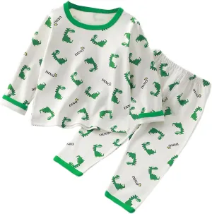 2-Piece Cotton ajamas Set for Kids Toddler Boy Girl Cartoon Long Sleeve leepwear Pullover Tops Pants Baby Outfit