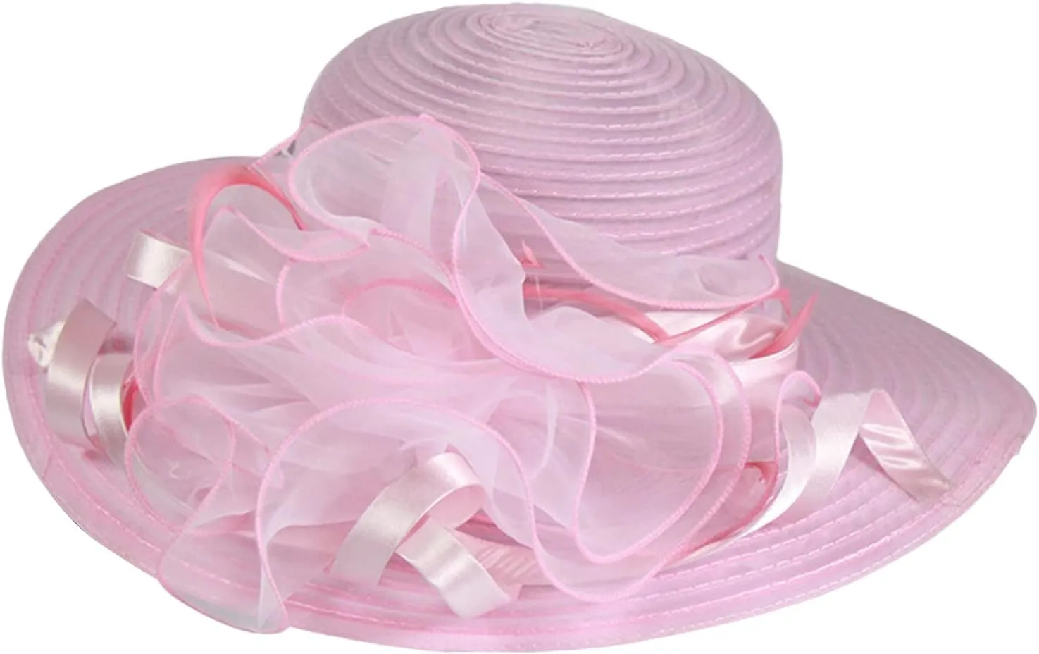 2025 Derby Hats for Women Girls Ladies, Organza Flower Wide Brim Church Tea Party Wedding Fascinator Sun Hat