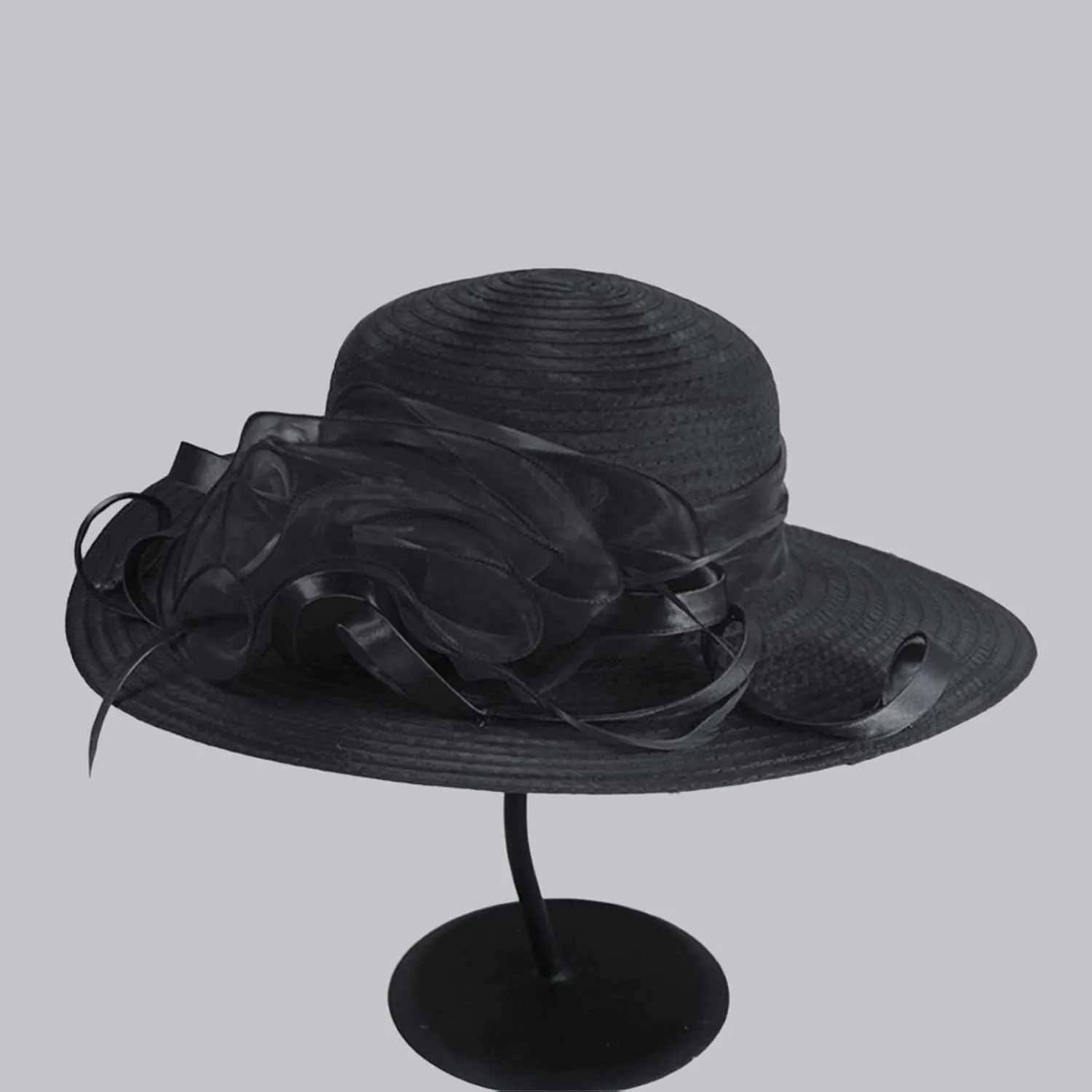 2025 Derby Hats for Women Girls Ladies, Organza Flower Wide Brim Church Tea Party Wedding Fascinator Sun Hat