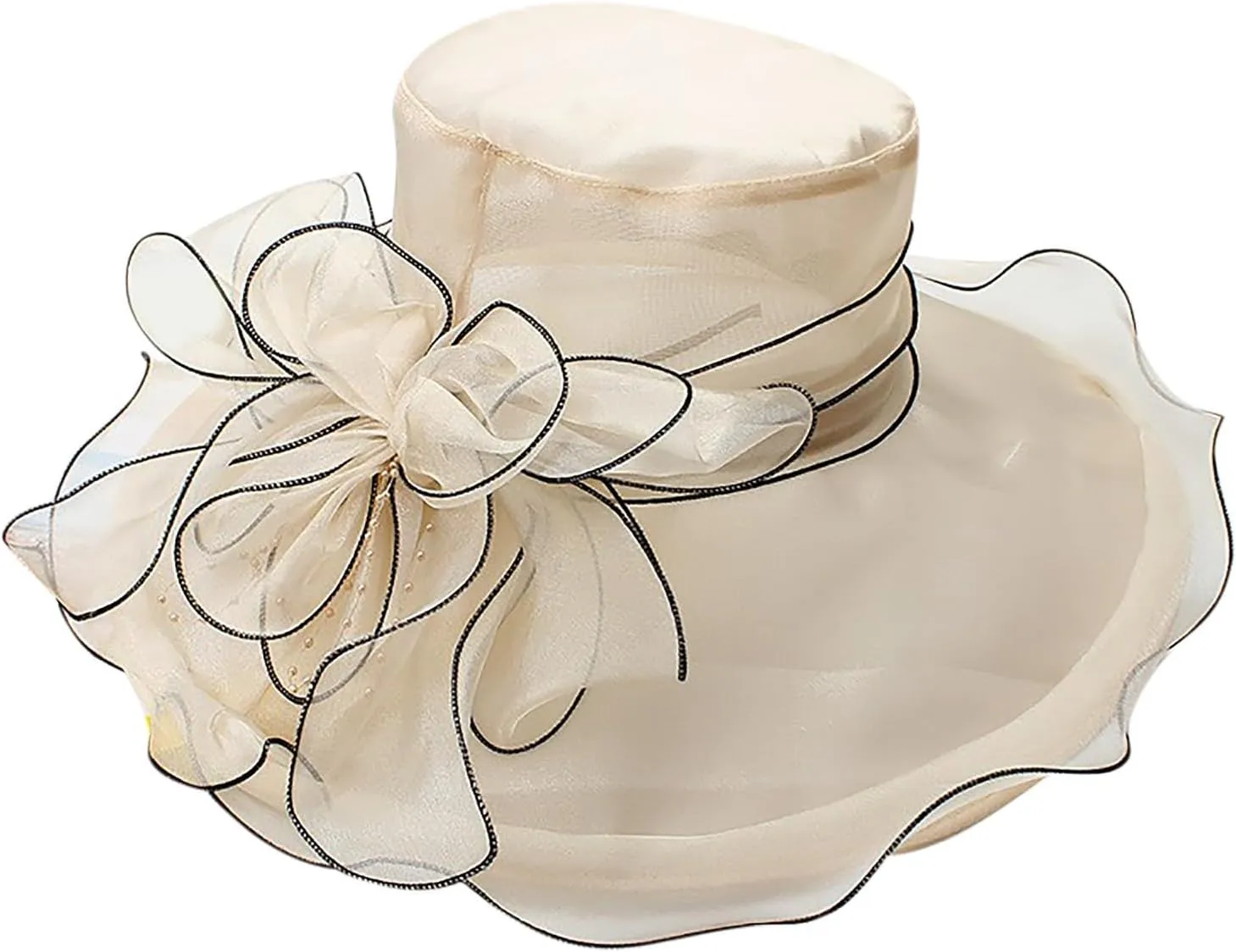 2025 Derby Hats for Women Girls Ladies, Organza Flower Wide Brim Church Tea Party Wedding Fascinator Sun Hat
