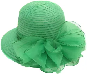 2025 Derby Hats for Women Girls Ladies, Organza Flower Wide Brim Church Tea Party Wedding Fascinator Sun Hat