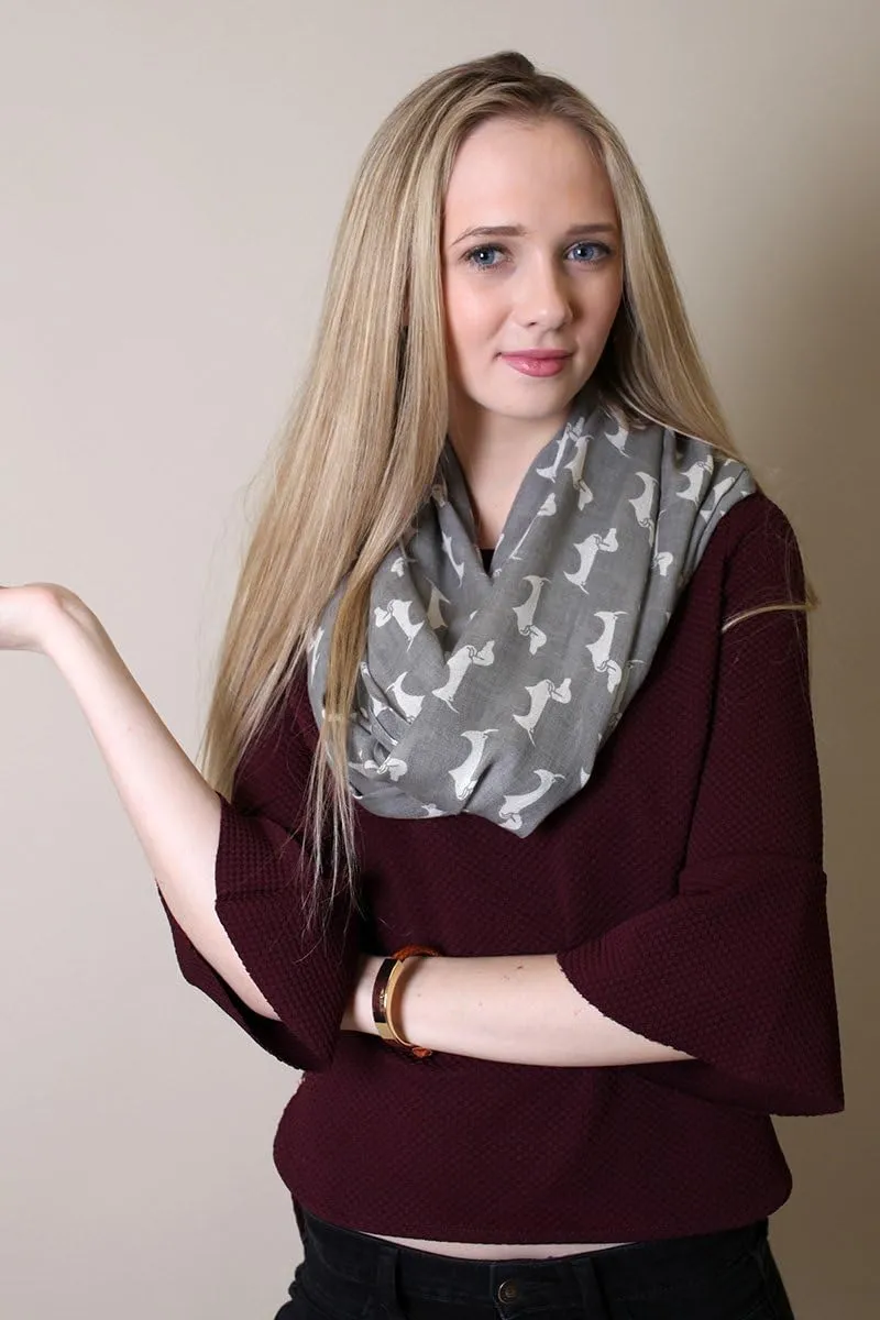 (6 COLORS) Bella Dachshund Doxie Dog Infinity Scarf, Women's Animal Print Loop Shawl