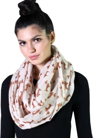 (6 COLORS) Bella Dachshund Doxie Dog Infinity Scarf, Women's Animal Print Loop Shawl