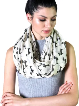 (6 COLORS) Bella Dachshund Doxie Dog Infinity Scarf, Women's Animal Print Loop Shawl