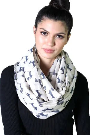 (6 COLORS) Bella Dachshund Doxie Dog Infinity Scarf, Women's Animal Print Loop Shawl