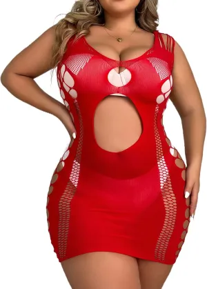 Abien Womens Sexy Bodystocking Plus Size Valentine's Day Lingerie Red Lace Babydoll Lingeries Sexy Pajama Bodysuits for Women