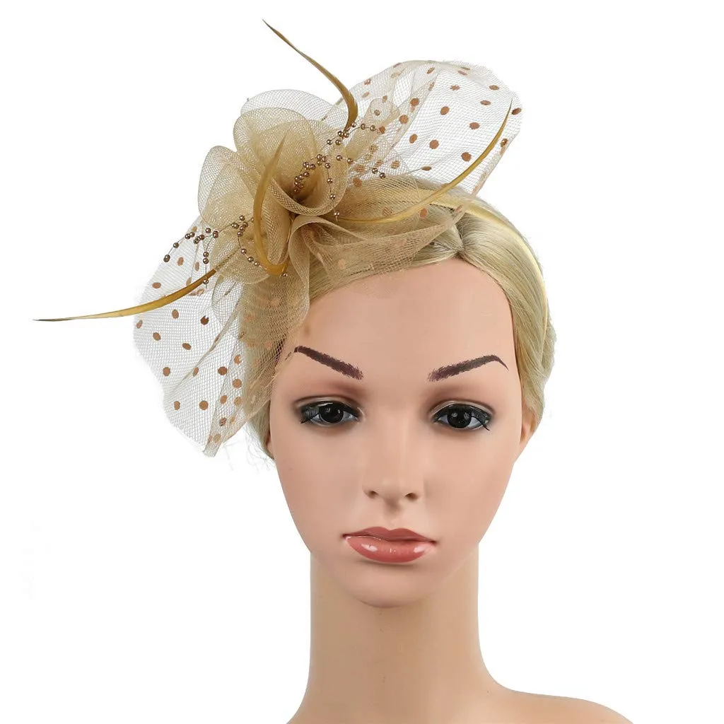 Accessories Fascinators Hats for Women Tiny Tea Party Fascinators Hat Flower Mesh Headband for Wedding Flower Feathers Hair Clip