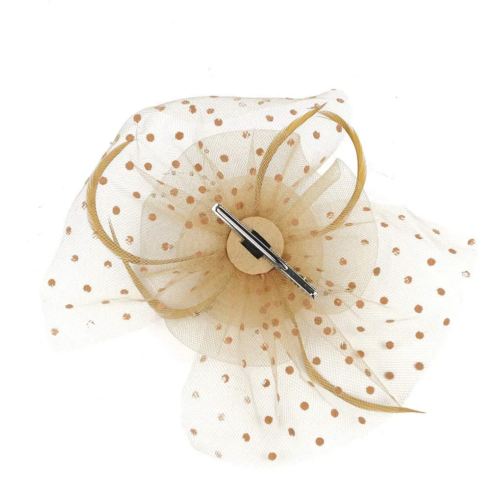 Accessories Fascinators Hats for Women Tiny Tea Party Fascinators Hat Flower Mesh Headband for Wedding Flower Feathers Hair Clip