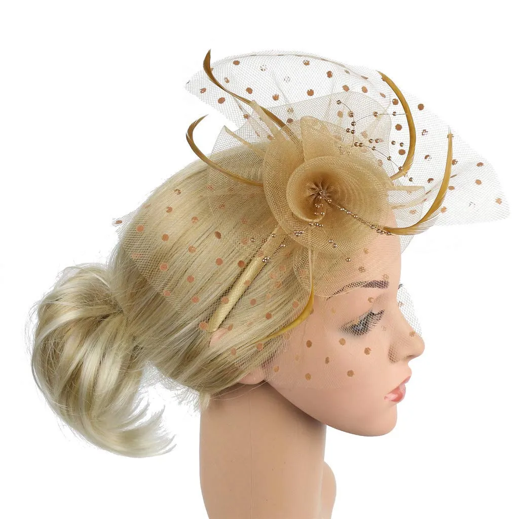 Accessories Fascinators Hats for Women Tiny Tea Party Fascinators Hat Flower Mesh Headband for Wedding Flower Feathers Hair Clip