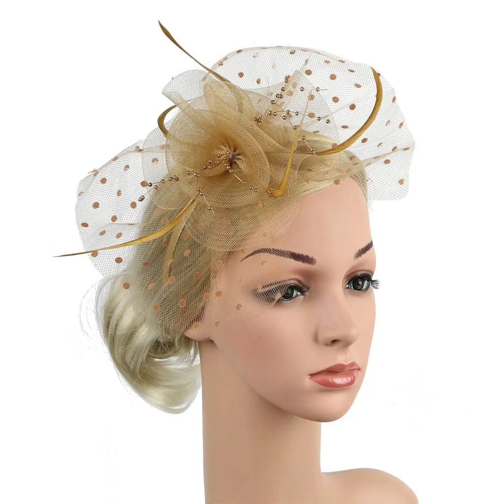 Accessories Fascinators Hats for Women Tiny Tea Party Fascinators Hat Flower Mesh Headband for Wedding Flower Feathers Hair Clip