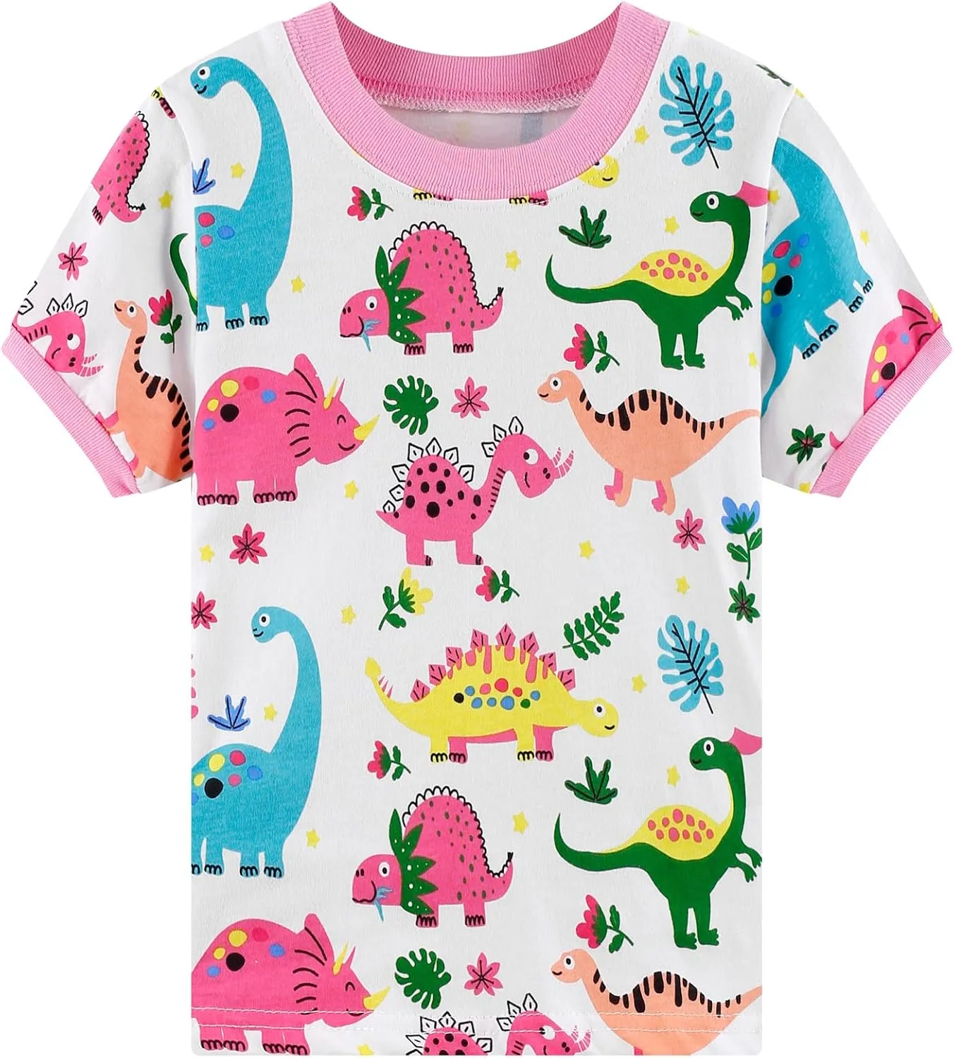Akyzic Little Girls Summer Pajamas Kids 100% Cotton 2 Piece Pjs Toddler Girls Short Sleeve Sleepwear Clothes Sets 3-10T