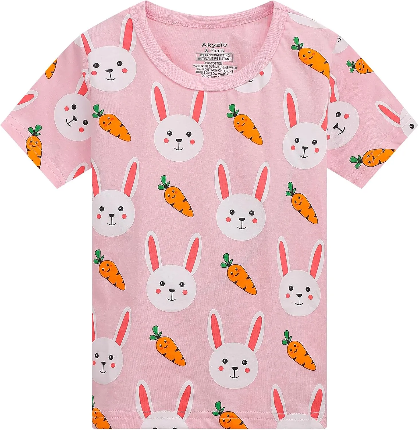 Akyzic Little Girls Summer Pajamas Kids 100% Cotton 2 Piece Pjs Toddler Girls Short Sleeve Sleepwear Clothes Sets 3-10T