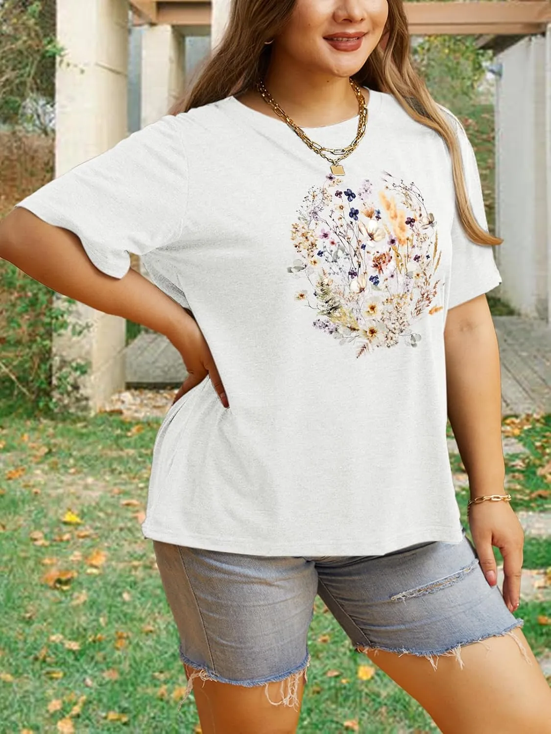 Anbech Women Plus Size Tops Cute Kindness Graphic Be Kind Tees Wildflowers Print Teacher Tops