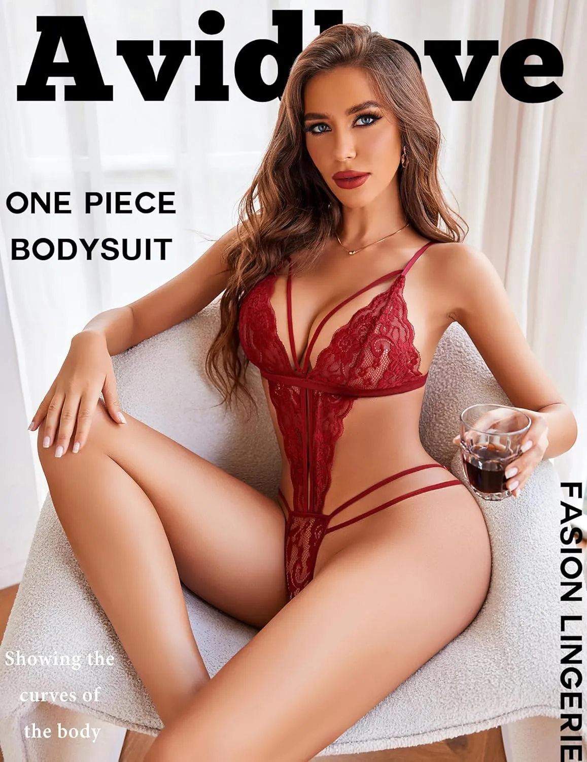 Avidlove Women One Piece Lingerie Deep V Lace Bodysuit Babydoll Teddy Underwear