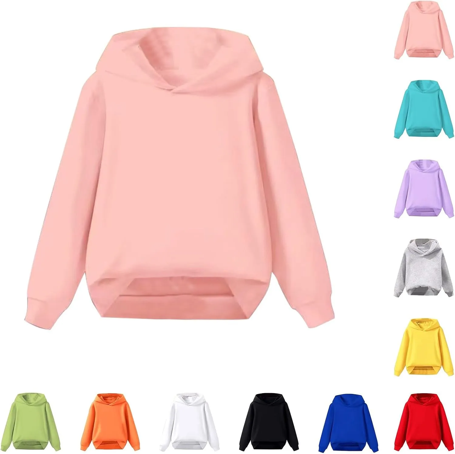 Baby Boys Girls Solid Casual Hoodies Oversized Long Sleeve Hooded Sweatshirts Soft Clothes