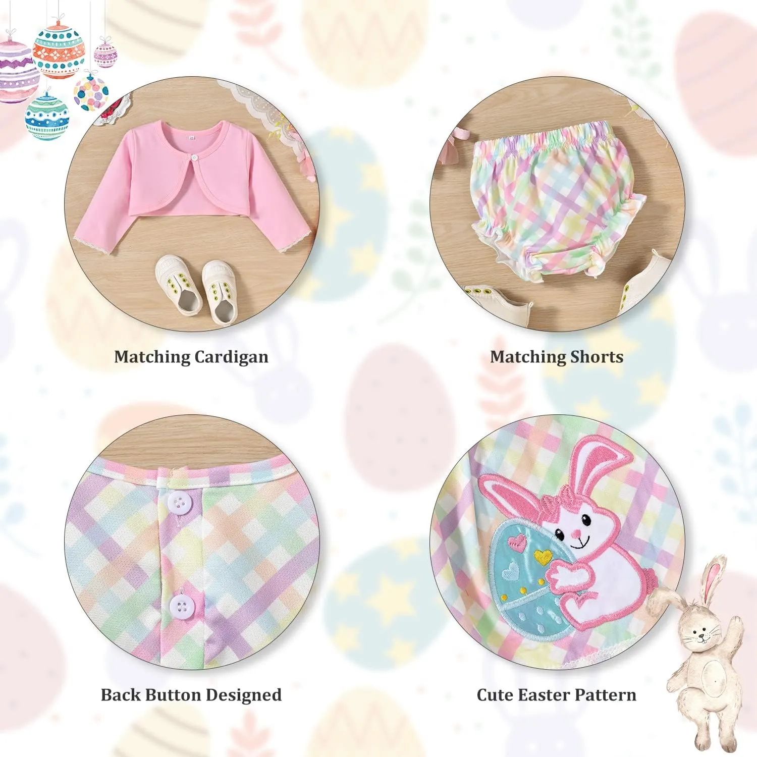 Baby Girl Easter Dress Infant 4pcs Bunny Cardigan Sets