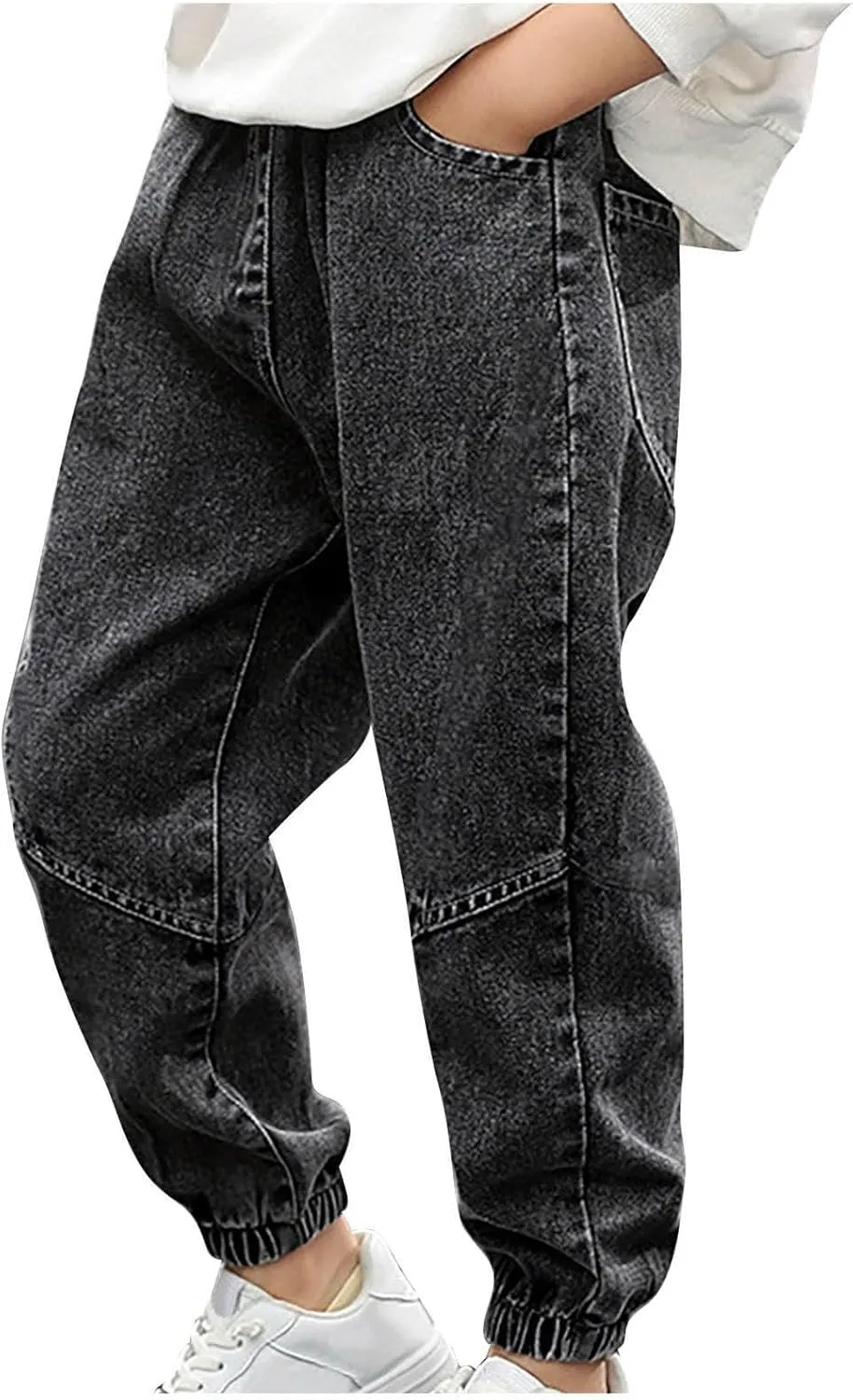 Baggy Jeans Boys Elastic Waist Y2K Straight Leg Denim Pants Toddler Loose Jeans Trousers with Pockets Kids Streetwear 4-14T