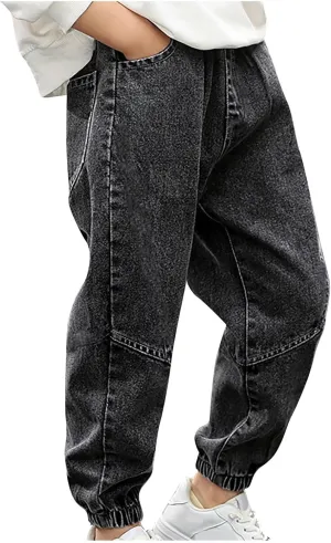Baggy Jeans Boys Elastic Waist Y2K Straight Leg Denim Pants Toddler Loose Jeans Trousers with Pockets Kids Streetwear 4-14T