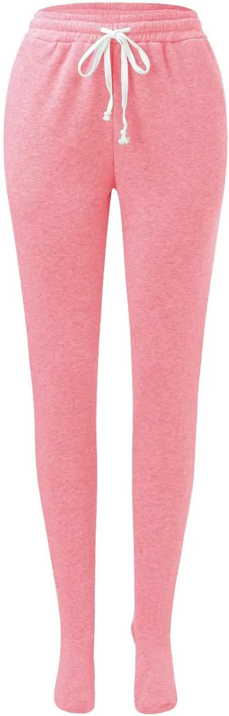 Baggy Sweatpants with Feet Warm Fleece Footed Pajamas Comfy Lounge Pants with Pockets Light Soft Pajama Pants