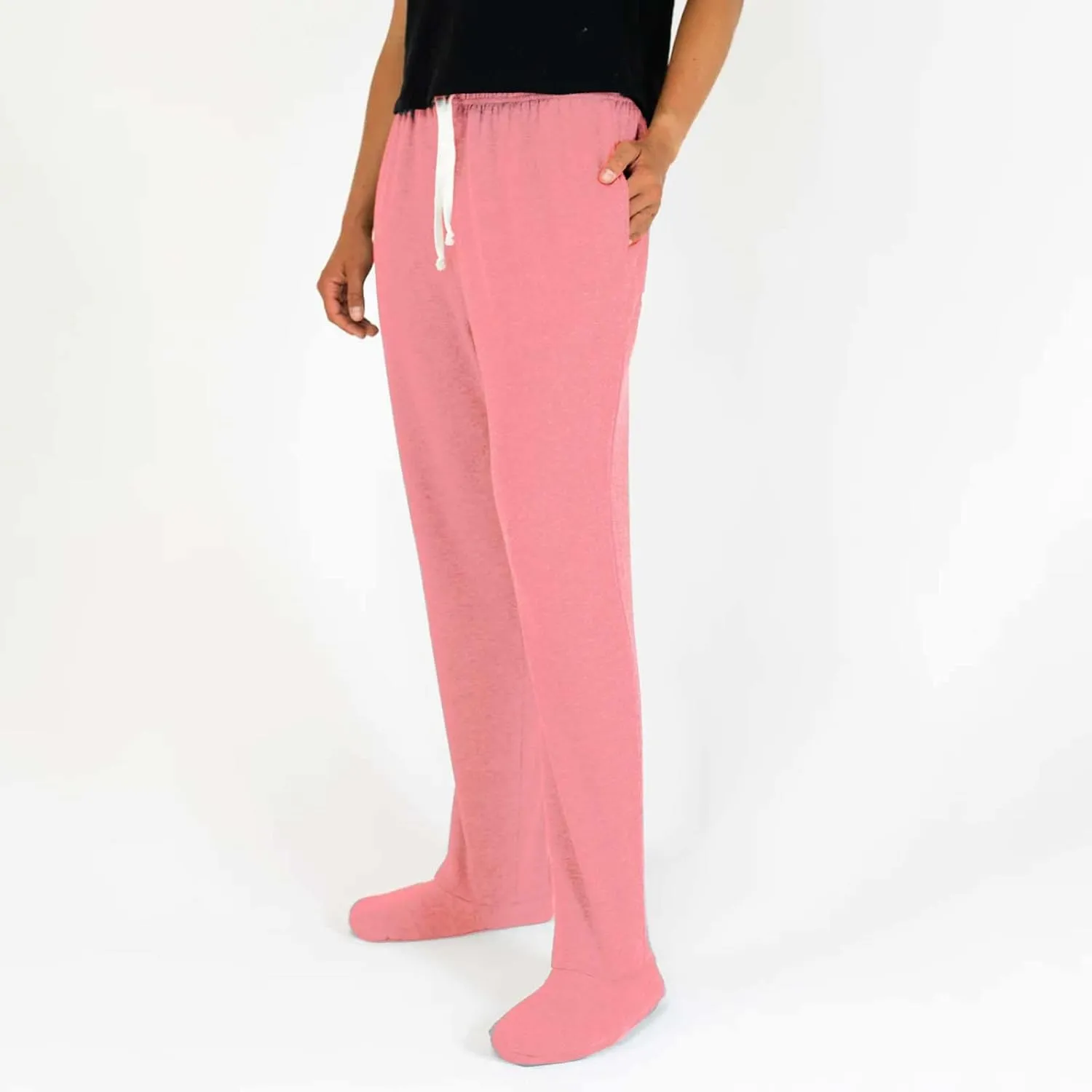 Baggy Sweatpants with Feet Warm Fleece Footed Pajamas Comfy Lounge Pants with Pockets Light Soft Pajama Pants