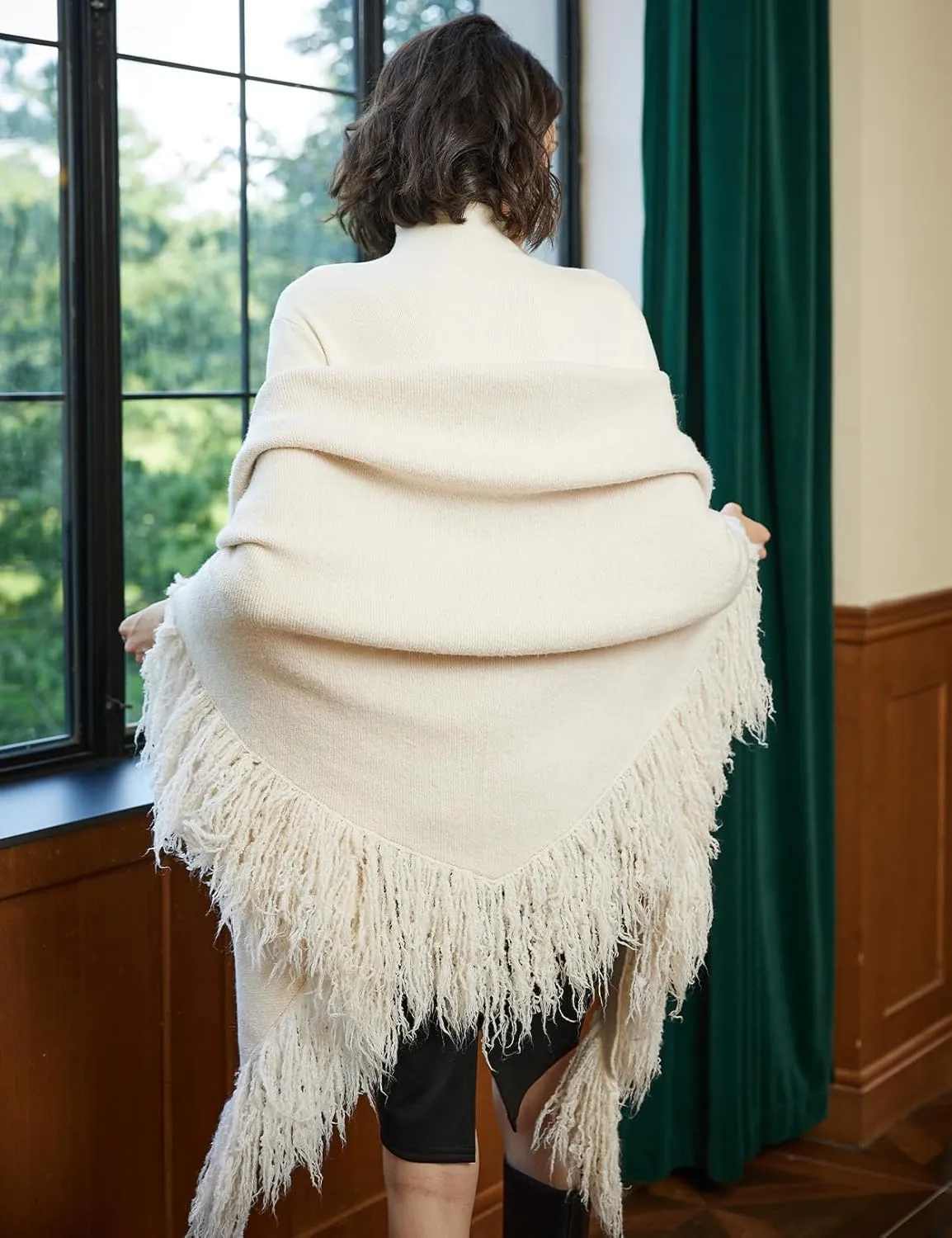 BEAUTELICATE Women Wool Blend Shawl Fringe Shawl Tassel Knitted Blanket Shawls