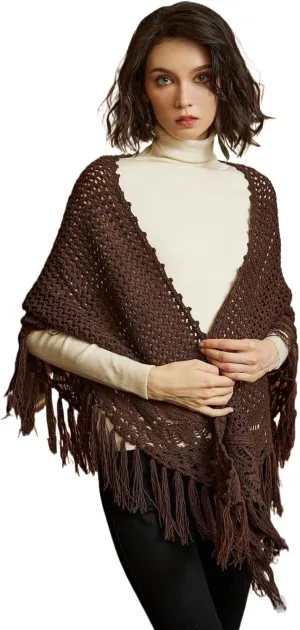 BEAUTELICATE Women Wool Blend Shawl Fringe Shawl Tassel Knitted Blanket Shawls