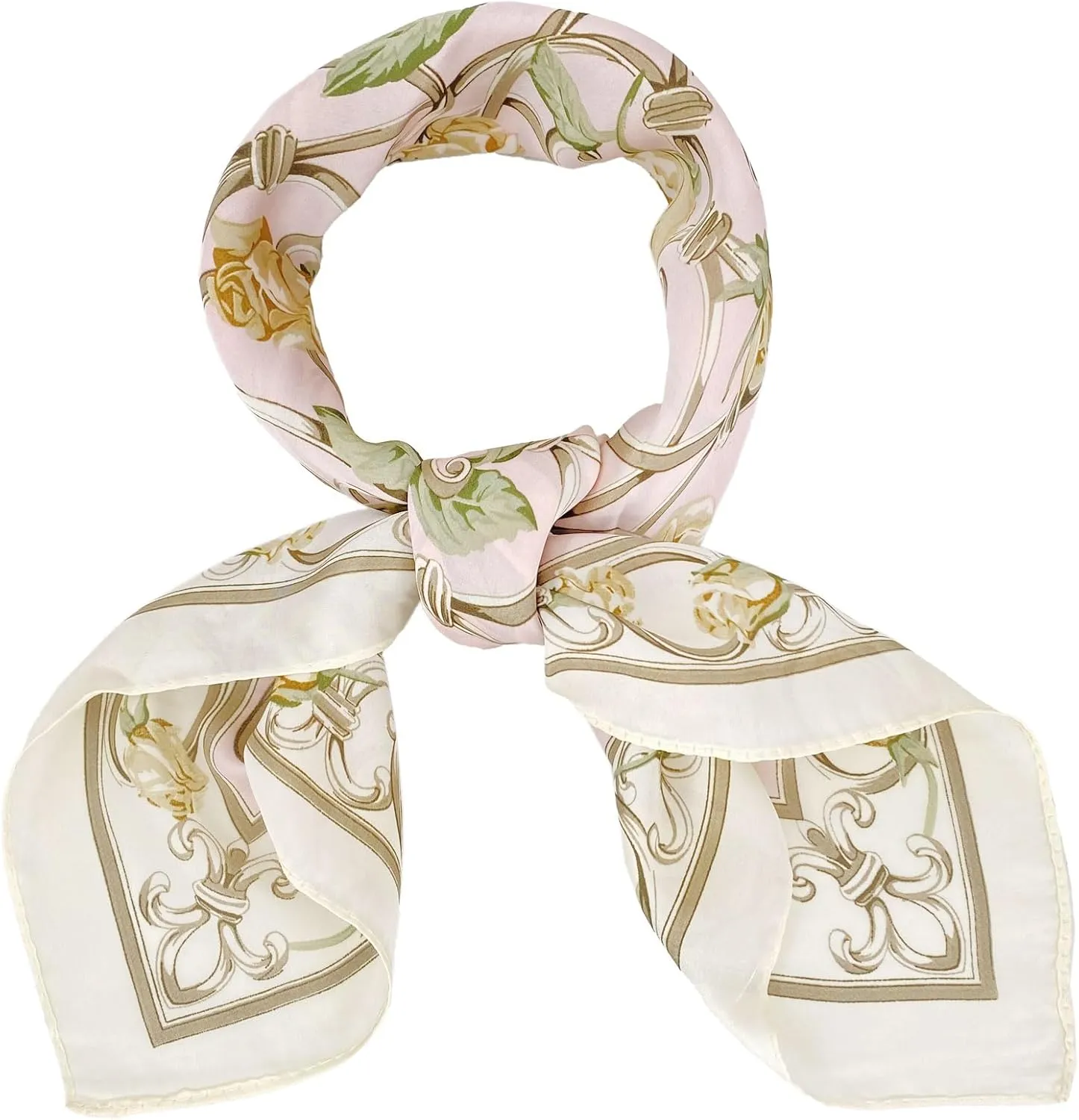 BEGOOD Square Satin Head Scarf for Women Silk Feeling Scarf Hair Bandana Neck Scarf Hair Wraps Valentines Day Gifts 27.5 × 27.5 inches(Flowers Pattern,Pink)