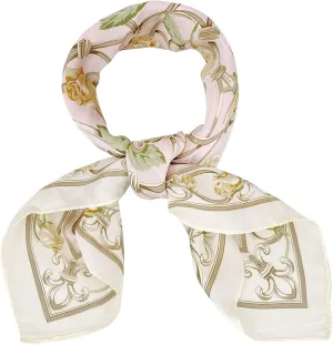 BEGOOD Square Satin Head Scarf for Women Silk Feeling Scarf Hair Bandana Neck Scarf Hair Wraps Valentines Day Gifts 27.5 × 27.5 inches(Flowers Pattern,Pink)