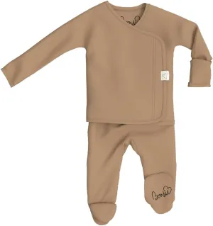 Bonsie Skin to Skin Babywear Footie - Brown Baby Footed Bodysuit - Mocha