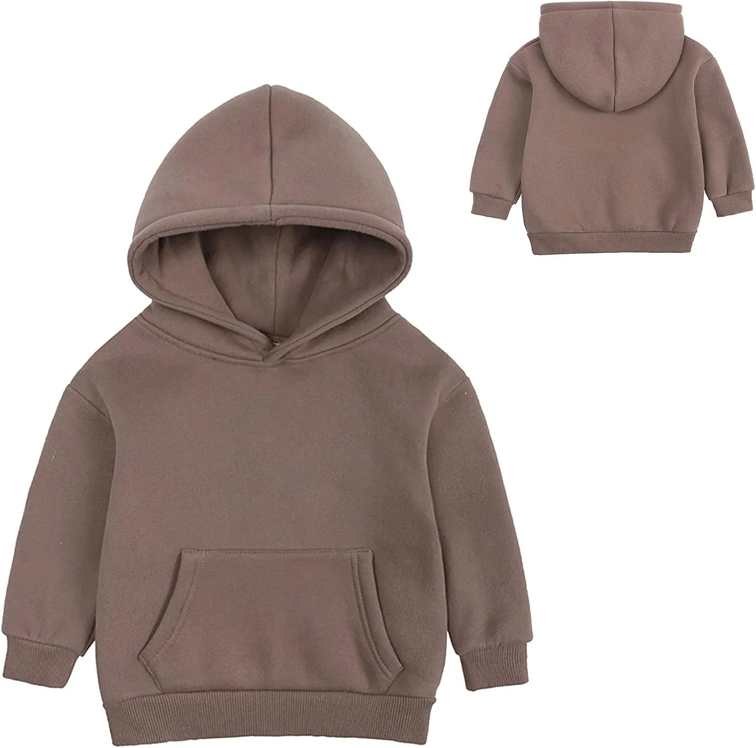 Boys and Toddlers' Fleece Pullover Casual Pocket Solid Hoodie Sweatshirts Infant Kids Girls Sport Long Sleeve Tops