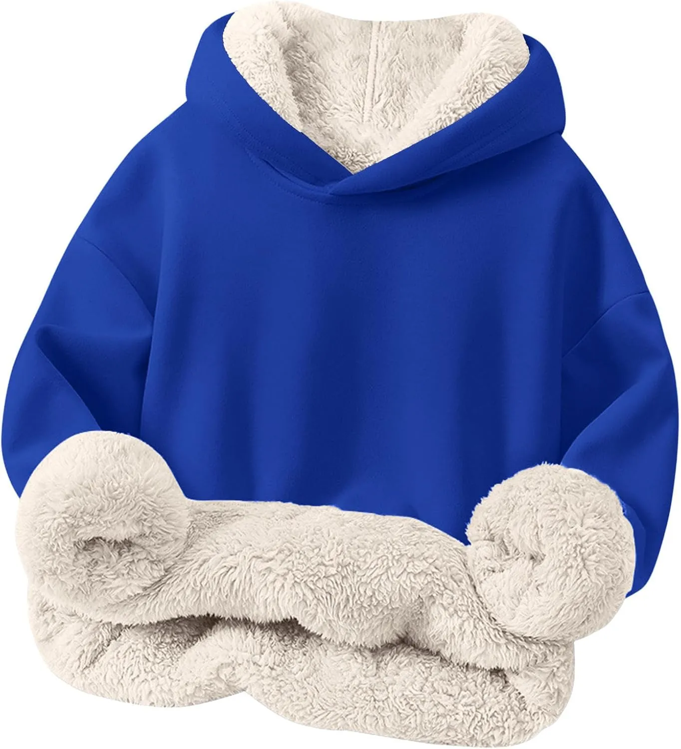 Boys Girls Fleece Lined Sherpa Hoodie Kids Warm Winter Hoodies Thicken Pullover Hooded Sweatshirt Sweater