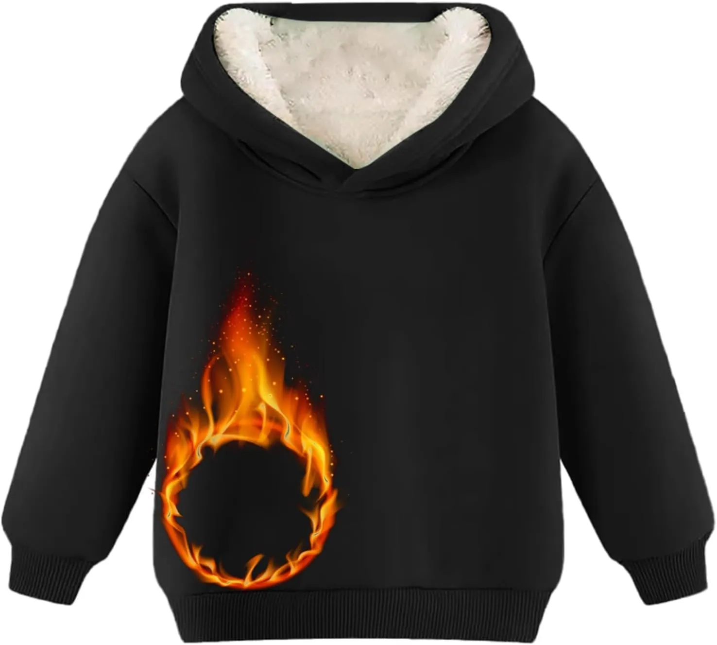 Boys Girls Fleece Pullover Tops Hooded Sweatshirt Solid Sherp Hoodie for Teen Girl Winter Outwear Jacket Coat