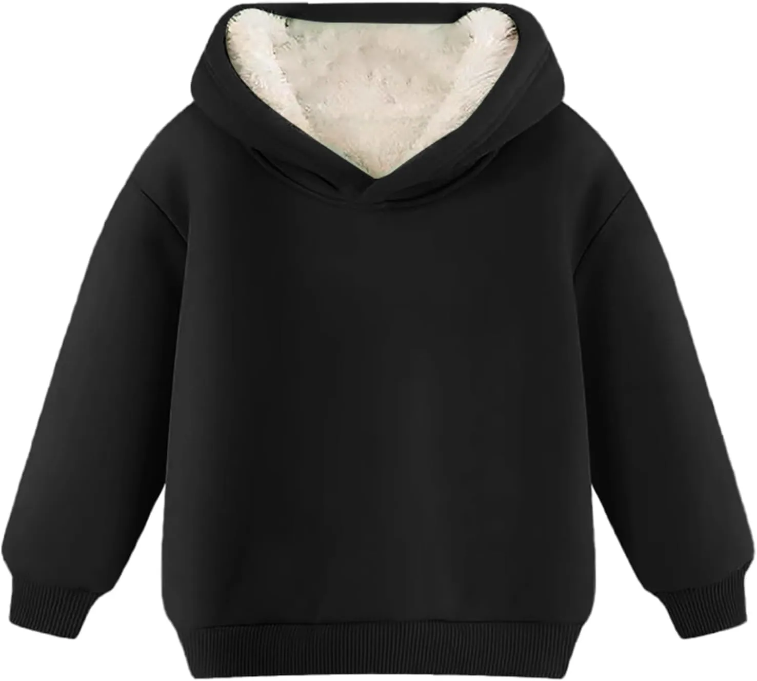 Boys Girls Fleece Pullover Tops Hooded Sweatshirt Solid Sherp Hoodie for Teen Girl Winter Outwear Jacket Coat