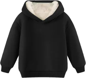 Boys Girls Fleece Pullover Tops Hooded Sweatshirt Solid Sherp Hoodie for Teen Girl Winter Outwear Jacket Coat