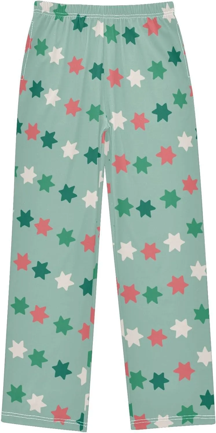 Boys' Pants Christmas Star Long Bottoms Jogger Pants Elastic Waist Trousers with Pockets S-XL
