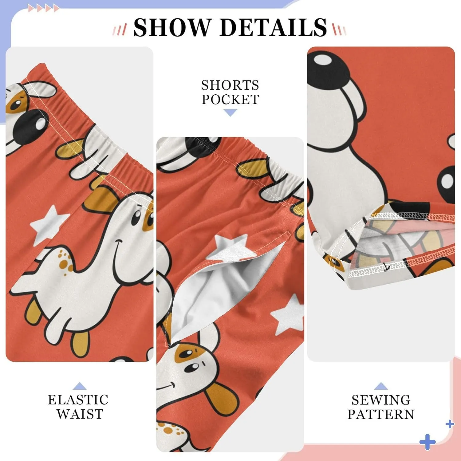 Boys' Pants Funny Dog Stars Red Long Bottoms Jogger Pants Elastic Waist Trousers with Pockets S-XL