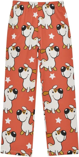 Boys' Pants Funny Dog Stars Red Long Bottoms Jogger Pants Elastic Waist Trousers with Pockets S-XL