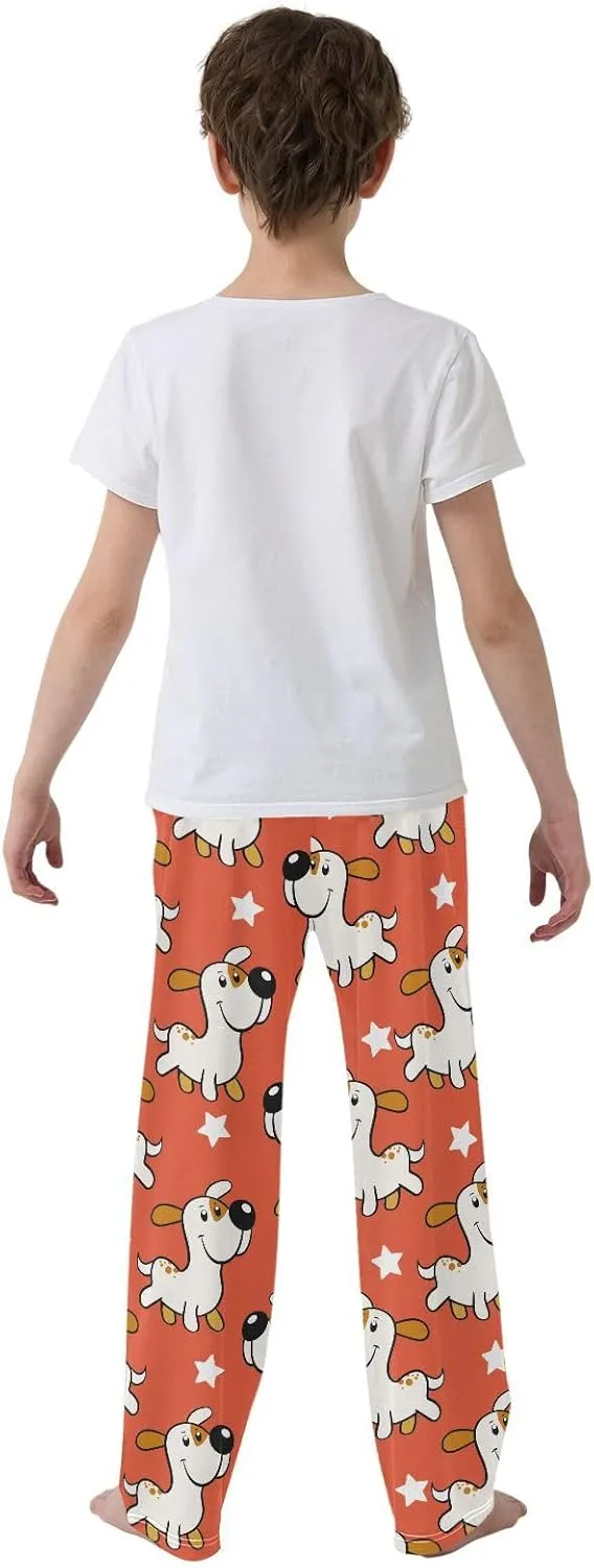 Boys' Pants Funny Dog Stars Red Long Bottoms Jogger Pants Elastic Waist Trousers with Pockets S-XL