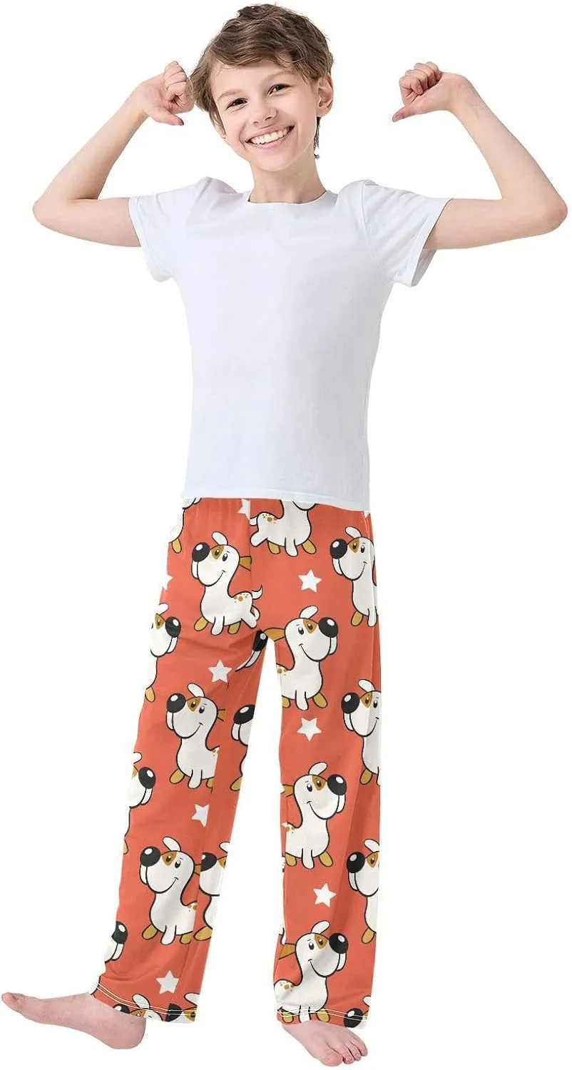 Boys' Pants Funny Dog Stars Red Long Bottoms Jogger Pants Elastic Waist Trousers with Pockets S-XL
