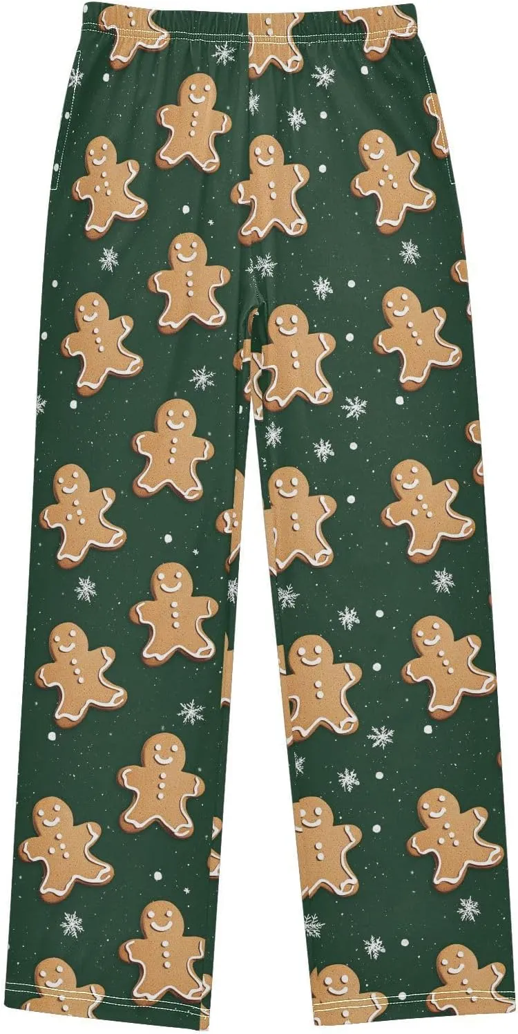 Boys' Pants Star Gingerbread Man Dark Green Long Bottoms Jogger Pants Elastic Waist Trousers with Pockets S-XL