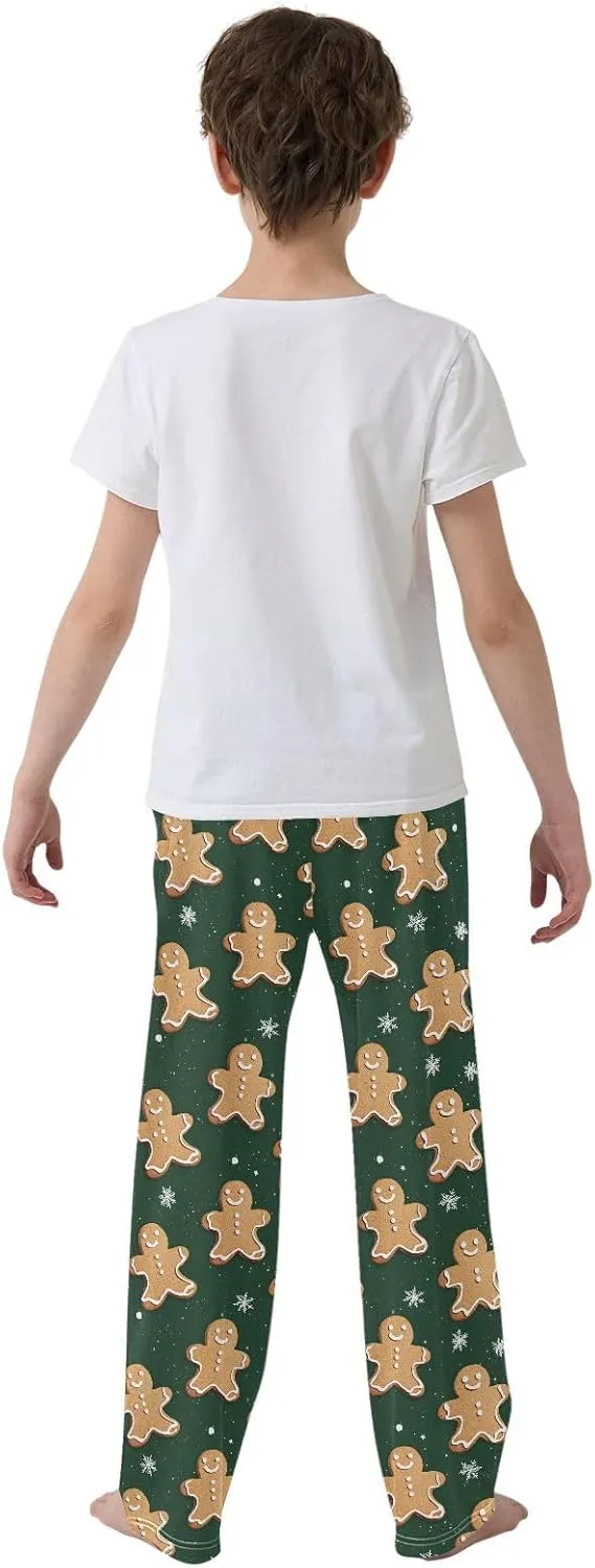 Boys' Pants Star Gingerbread Man Dark Green Long Bottoms Jogger Pants Elastic Waist Trousers with Pockets S-XL