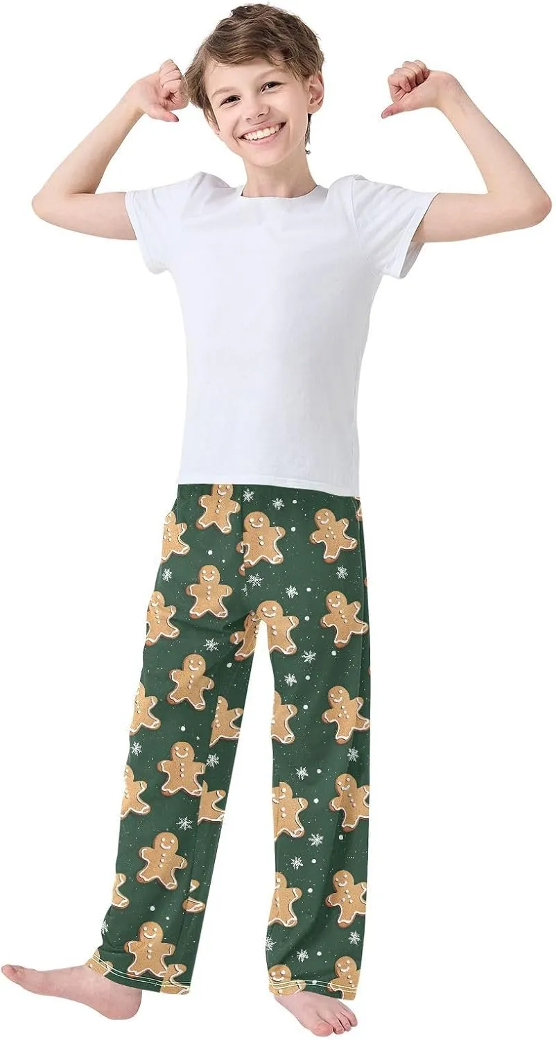 Boys' Pants Star Gingerbread Man Dark Green Long Bottoms Jogger Pants Elastic Waist Trousers with Pockets S-XL