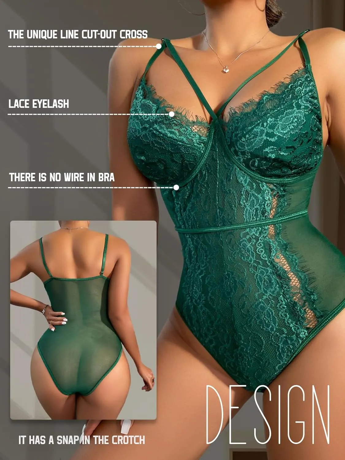 Buitifo Womens Sexy Bodysuit Lingerie One Piece Babydoll V Neck Teddy Snap Crotch