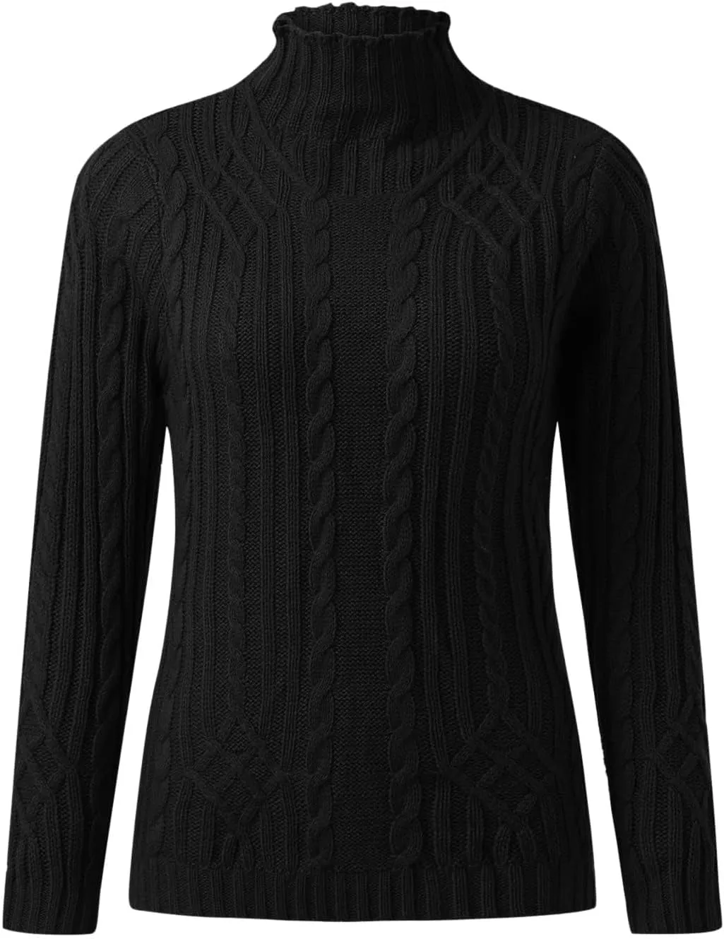 Cable Knit Sweater Women Casual Turtleneck Sweater Long Sleeve Pullover Tops Slim Fit Sweatshirts Tunic Tops