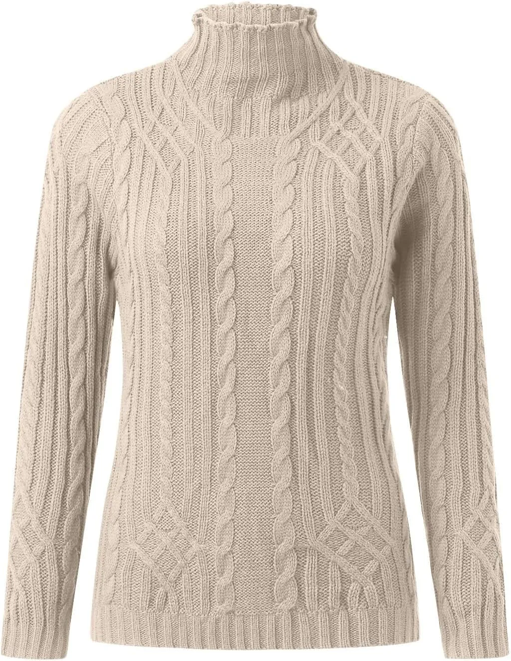 Cable Knit Sweater Women Casual Turtleneck Sweater Long Sleeve Pullover Tops Slim Fit Sweatshirts Tunic Tops