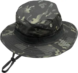 Camo Boonie Hat for Men Women, Military Tactical Wide Brim Bucket Hats, UPF50  Jungle Sun Hats for Fishing Hunting Safari
