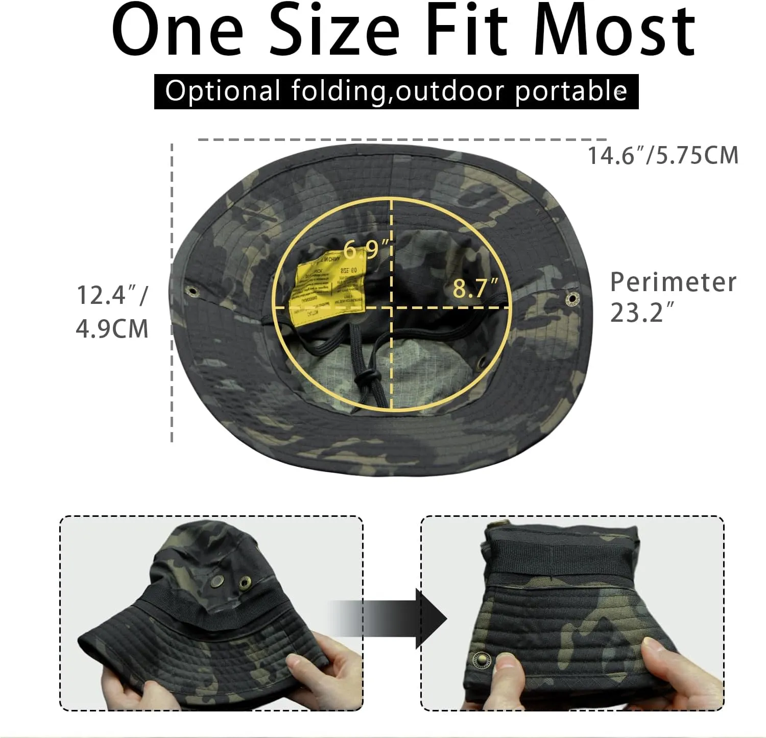 Camo Boonie Hat for Men Women, Military Tactical Wide Brim Bucket Hats, UPF50  Jungle Sun Hats for Fishing Hunting Safari