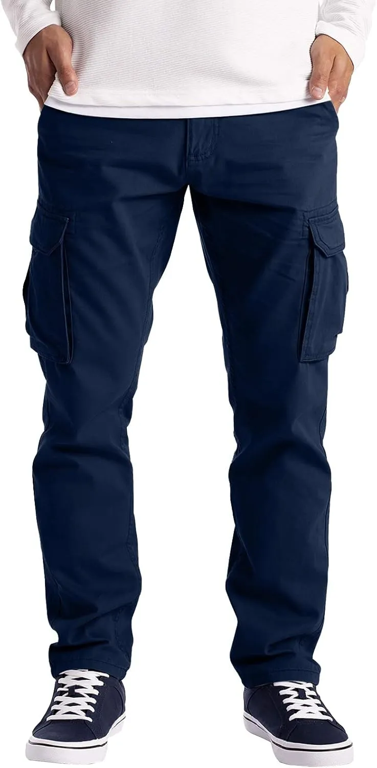 Cargo Pants for Men Relaxed Fit Plus Size Athletic Elastic Waist Drawstring Joggers Casual Closed Bottom Lounge Pants